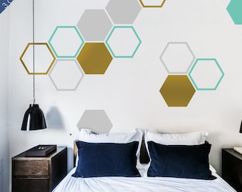 Honeycomb Wall Decal – Geometric Hexagon Vinyl Stickers (11x10")