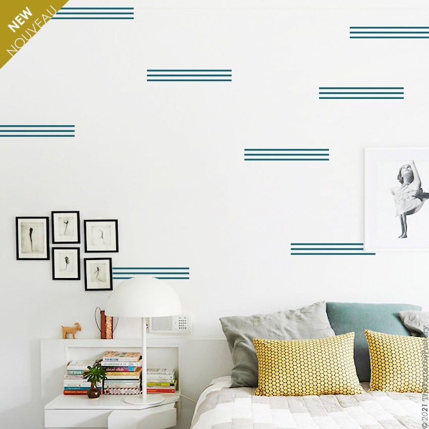 Triple Rayures Wall Decal/Stripes Sticker Straight Stripes Modern Home Decor 3 Stripe Group Lines Se