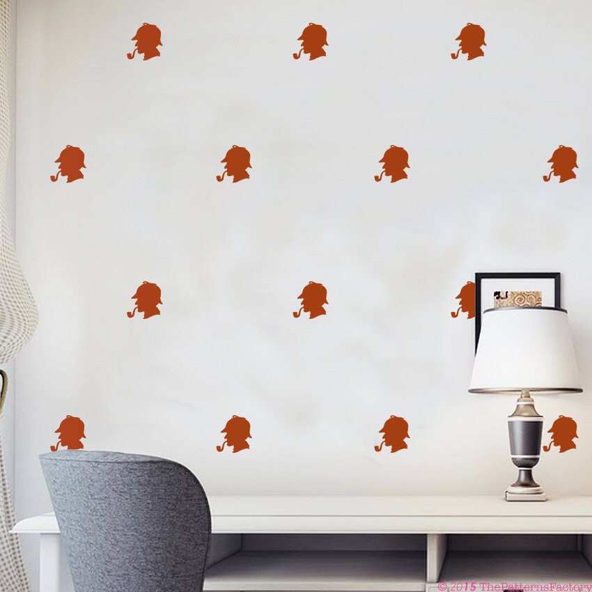 Autocollant Mural à Motif Sherlock Holmes - Autocollant de Pépinière Décor Britannique, Détective, A