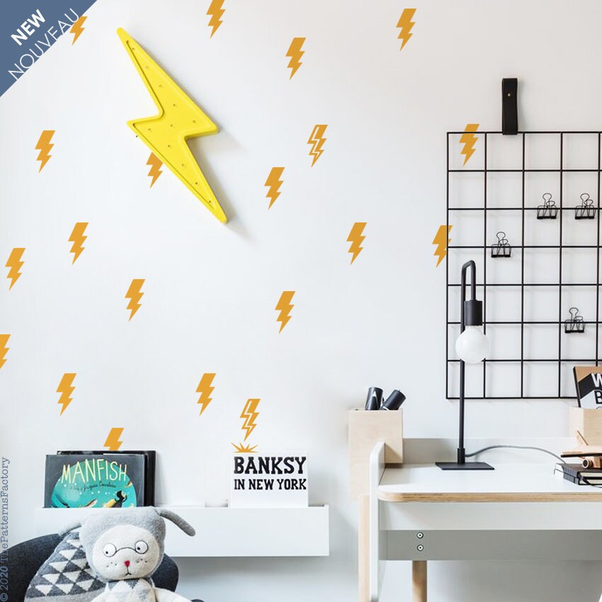 Décalque d'éclair/Décalque d'orage de Tonnerre 35 ou 70 Plus Grand Décalque Mural Chambre d'enfants 