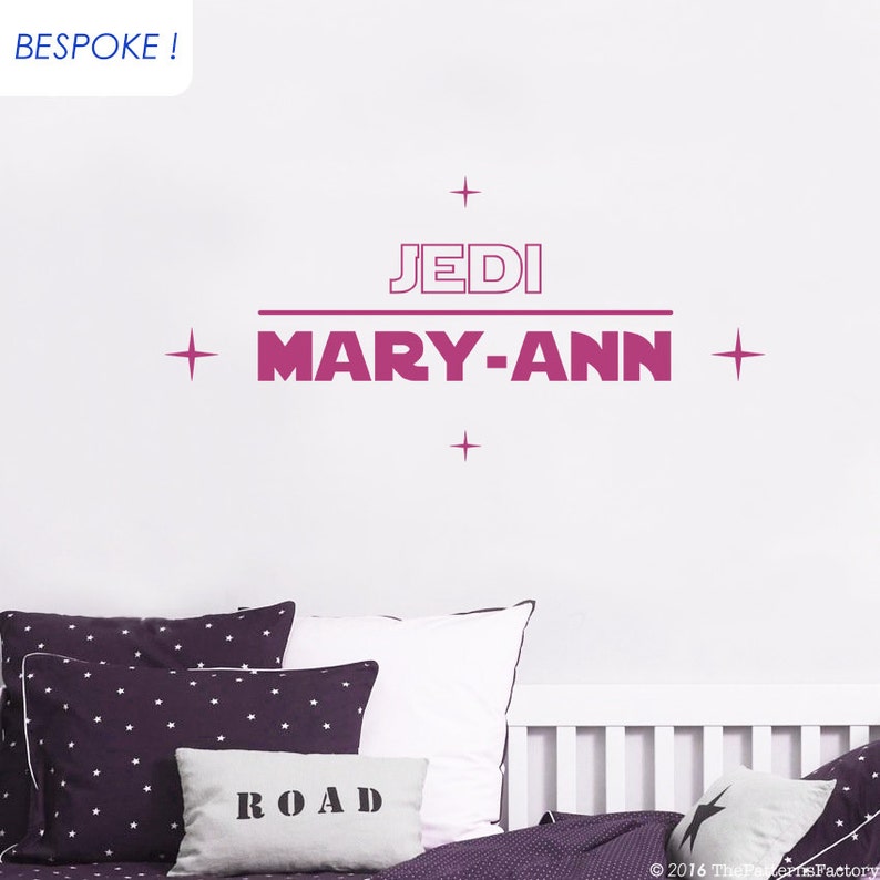 Child Jedi Name Wall Decal Star Wars Name Decal Kid Name Etsy