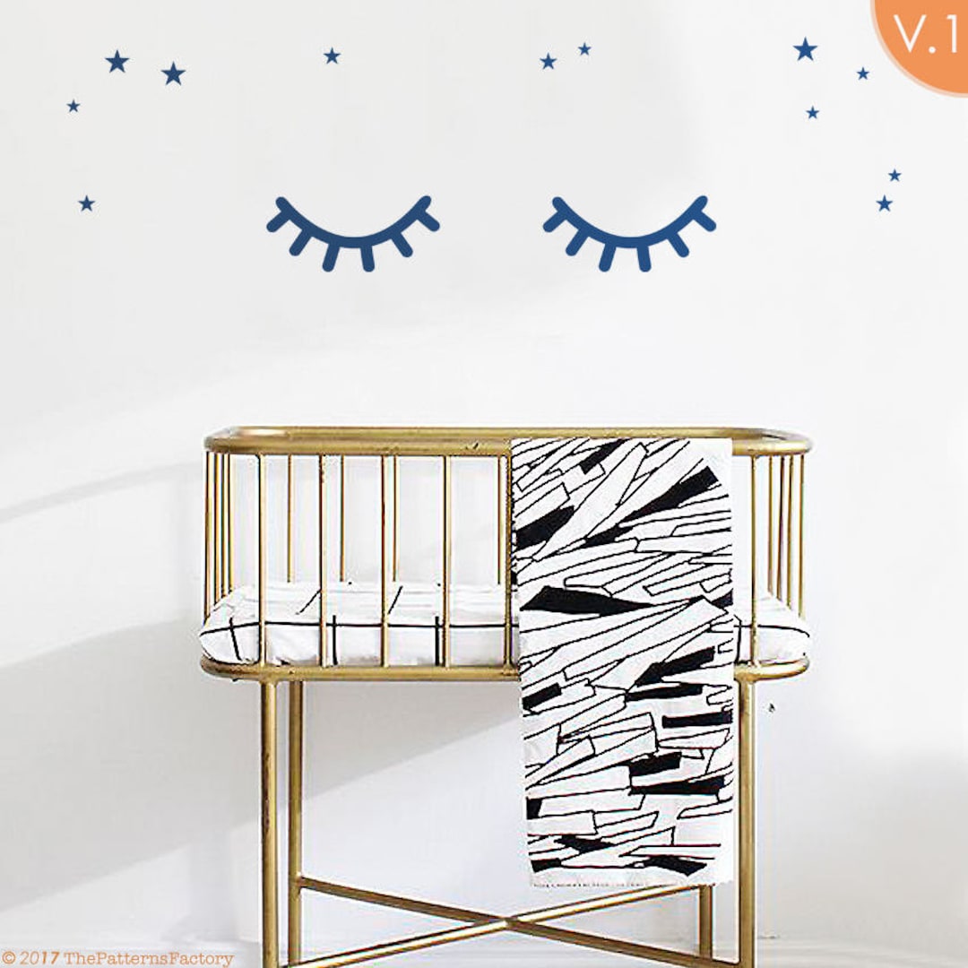 Sleepy Eyes Wall Decal / Sleepy Eyes Decor With Stars / Sleepy Eyes