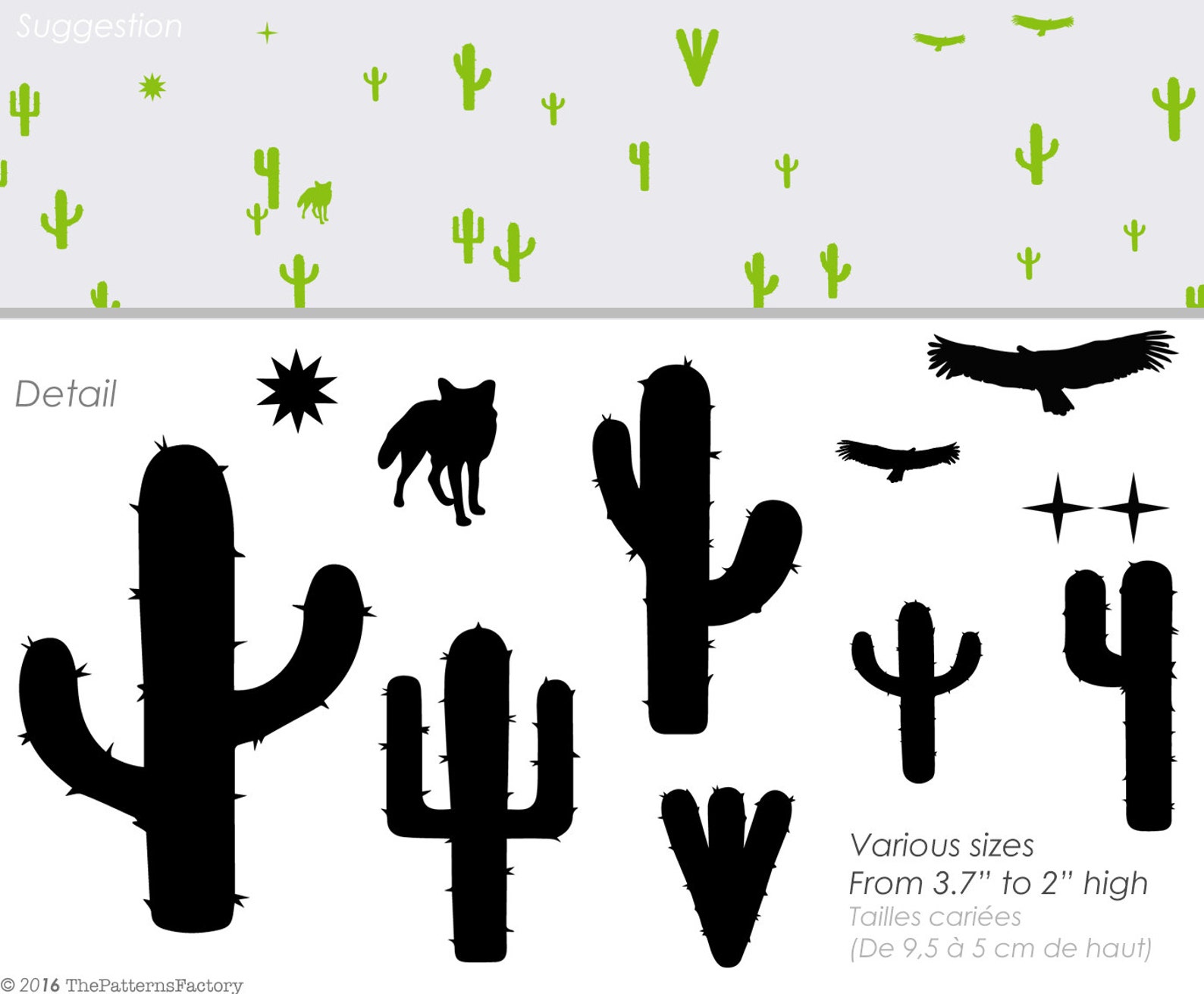 Detailed Cactus Wall Decal / 50 Cactus Sticker / Kids Wall Etsy