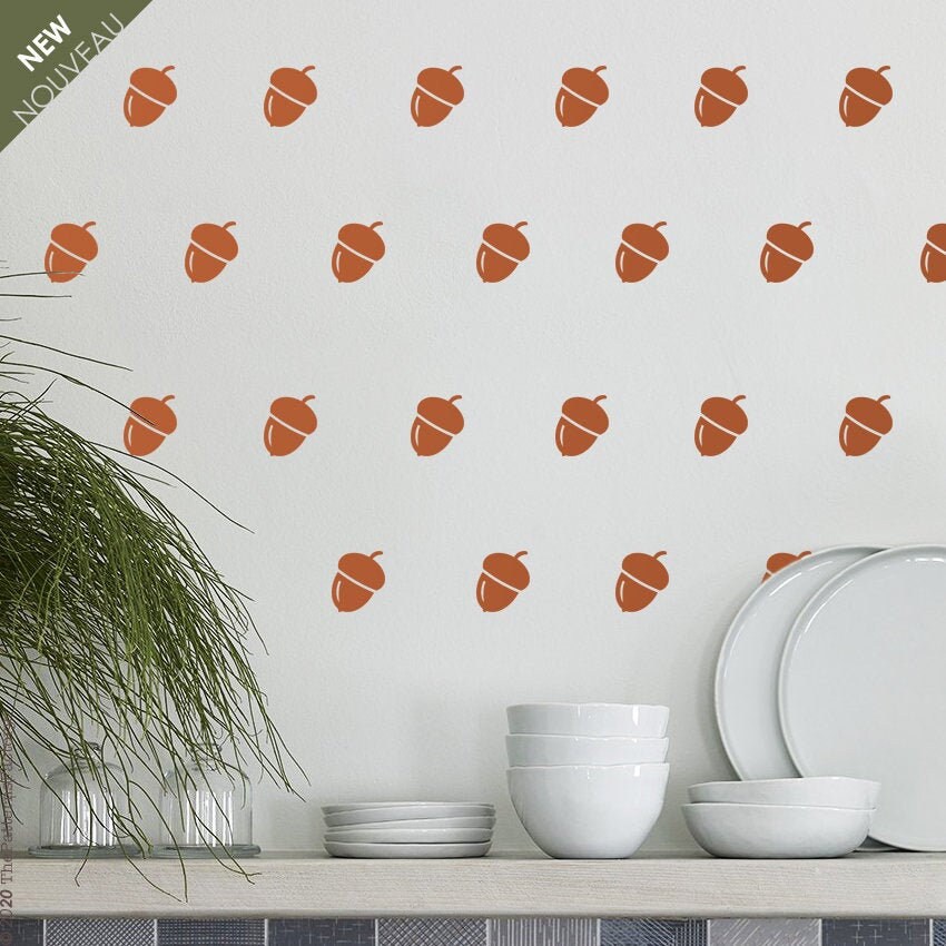 Décalque Mural Motif Gland - Décalque Autocollant Pépinière Décor Oaknut Automne Oaknut