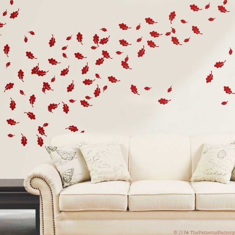 Oak Leaf pattern wall decal Nursery wall sticker Forest Pattern decal Oak leaves decor Autumn wall decal Nature pattern