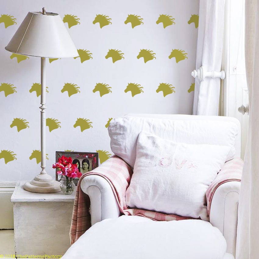 Décalcomanie Murale de Tête Cheval/Autocollant Mural Pépinière Silhouette Mur Chambre Fille Pour Enf