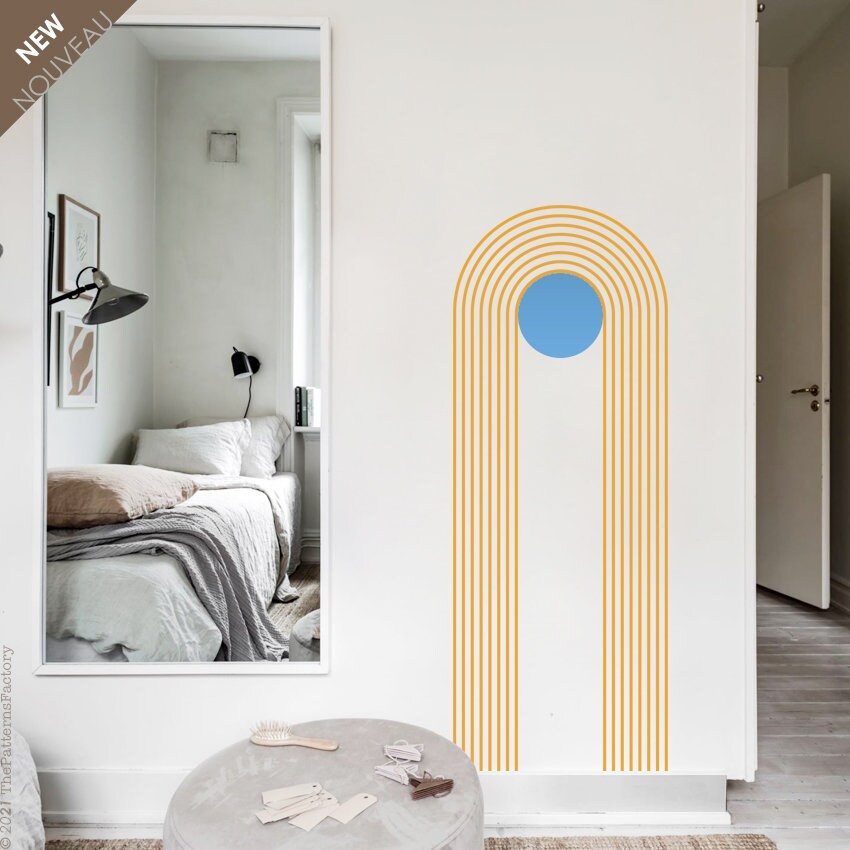 Un Grand Contour Arc Mur Décalque avec Cercle/Autocollant Pois en Rayures Mur et Ligne Décalque C2B