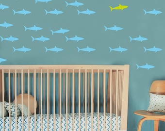 Shark Wall Decal: Nursery Decor, Ocean Theme (20 or 40 Stickers)