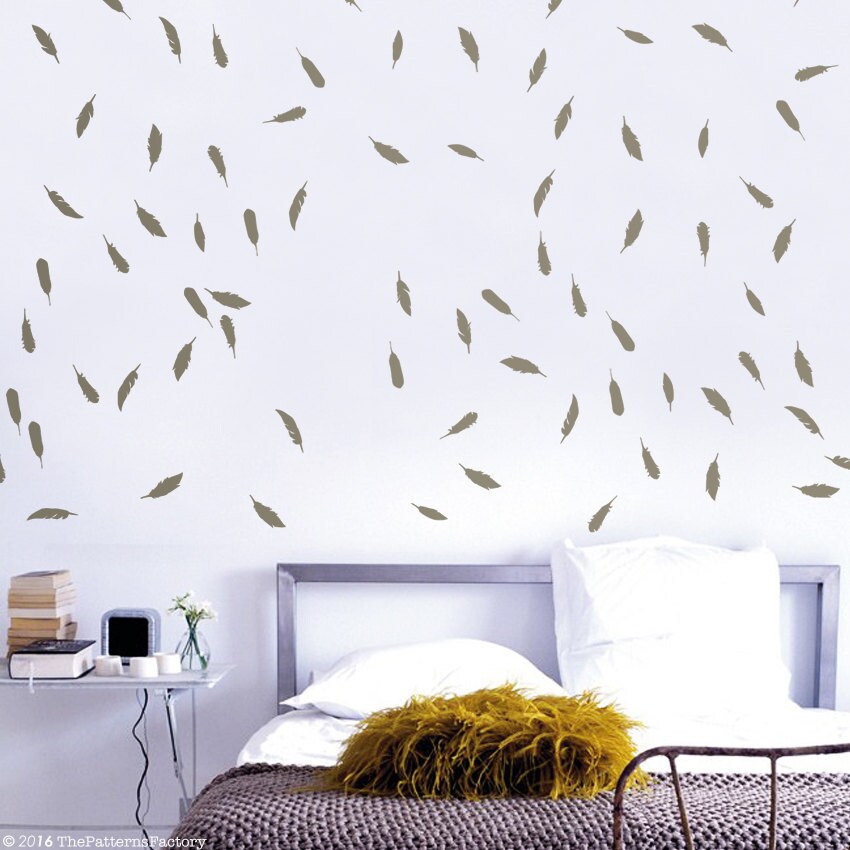 Petit Autocollant Mural en Plumes/Autocollant de 80 Décoration Intérieure Décor Bureau Pépinière Cad