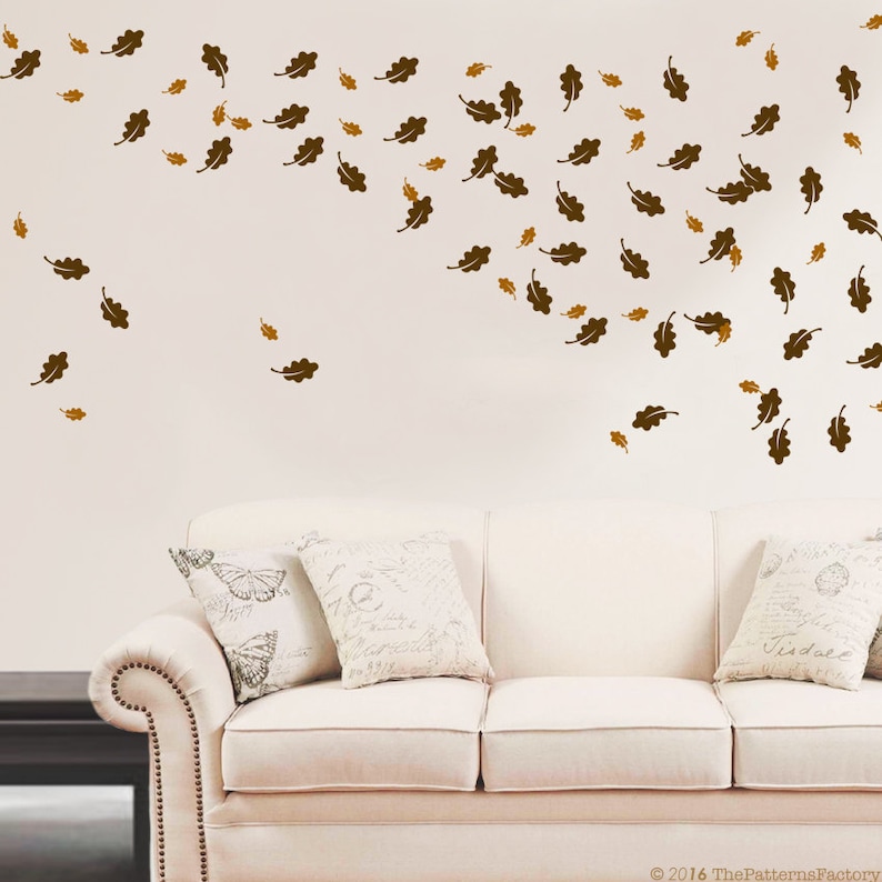 Oak Leaf pattern wall decal Nursery wall sticker Forest Pattern decal Oak leaves decor Autumn wall decal Nature pattern