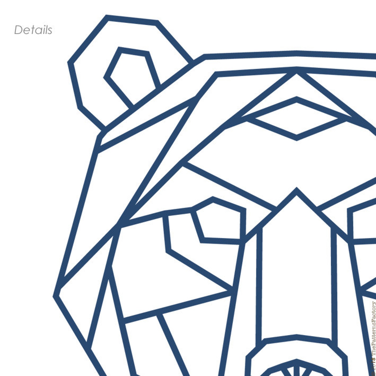 Bear Wall Decal / Geometric Bear Head Sticker / Bear Face Etsy