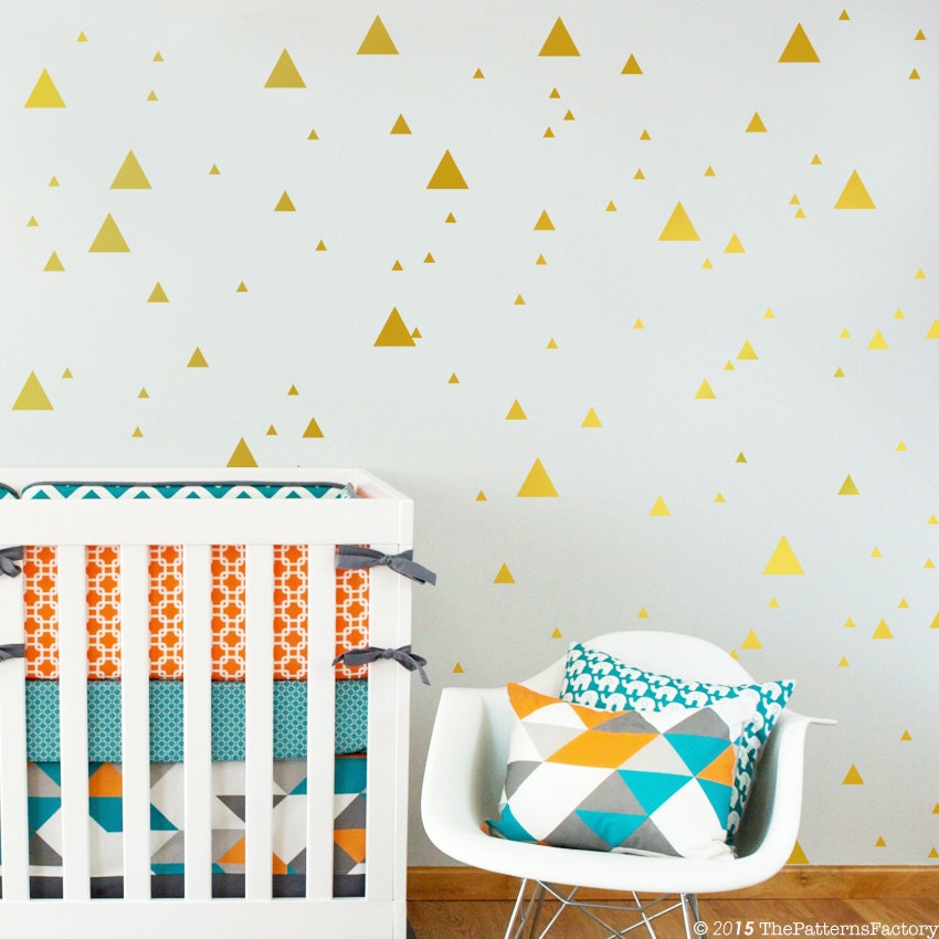 3 Tailles Gold Triangles Wall Decal/Triangle Sticker 140 Modern Kids Room Home Decor