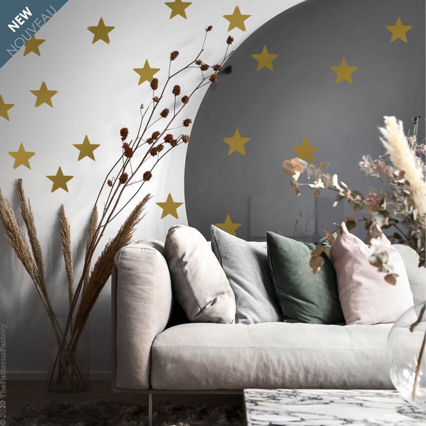 Décalque Mural Double Étoile - Décalque Floue Étoiles Floues Géométrique Décor de Noël Autocollants 