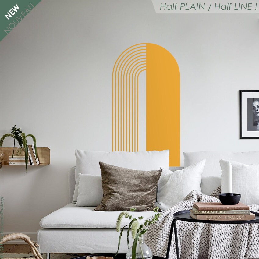 Grand Contour Arc Mur Décalque/Plaine et en Lignes Autocollant Rayures Mur Géométrique Ligne Décalqu