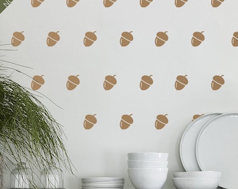 Calcomanía de pared con patrón de bellota - Calcomanía con patrón de bellota - Adhesivo de pared para guardería - Decoración de nogal - Calcomanía de pared de otoño - Calcomanía de pared de nogal
