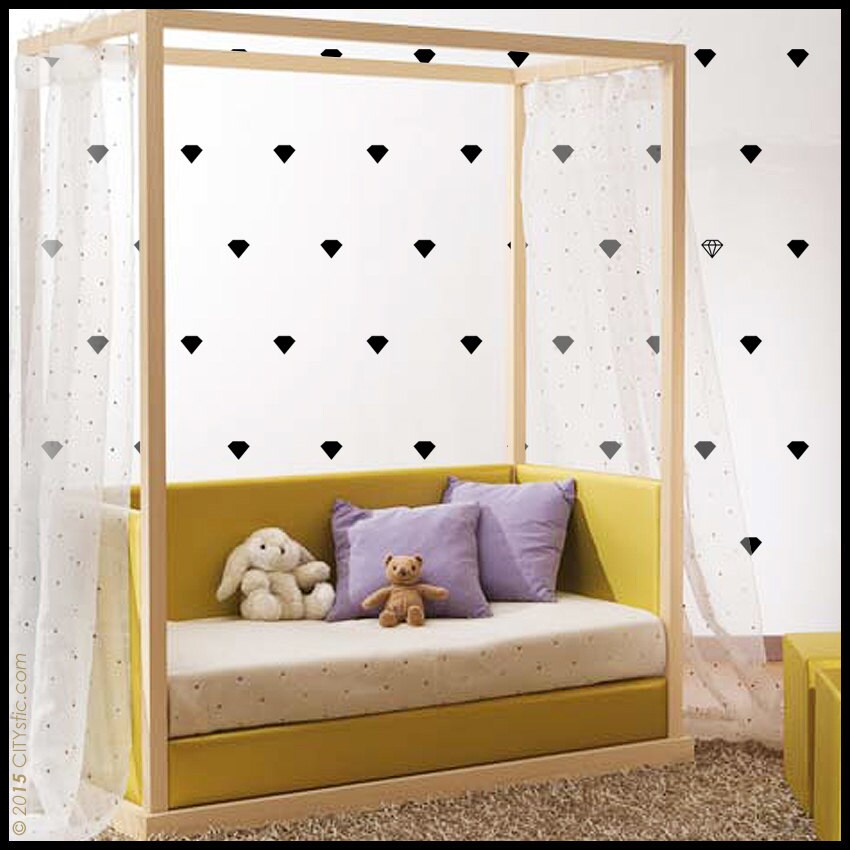Autocollant Mural Diamonds/Autocollant 44 Diamants de Chambre Pour Filles Décoration Murale Enfants 