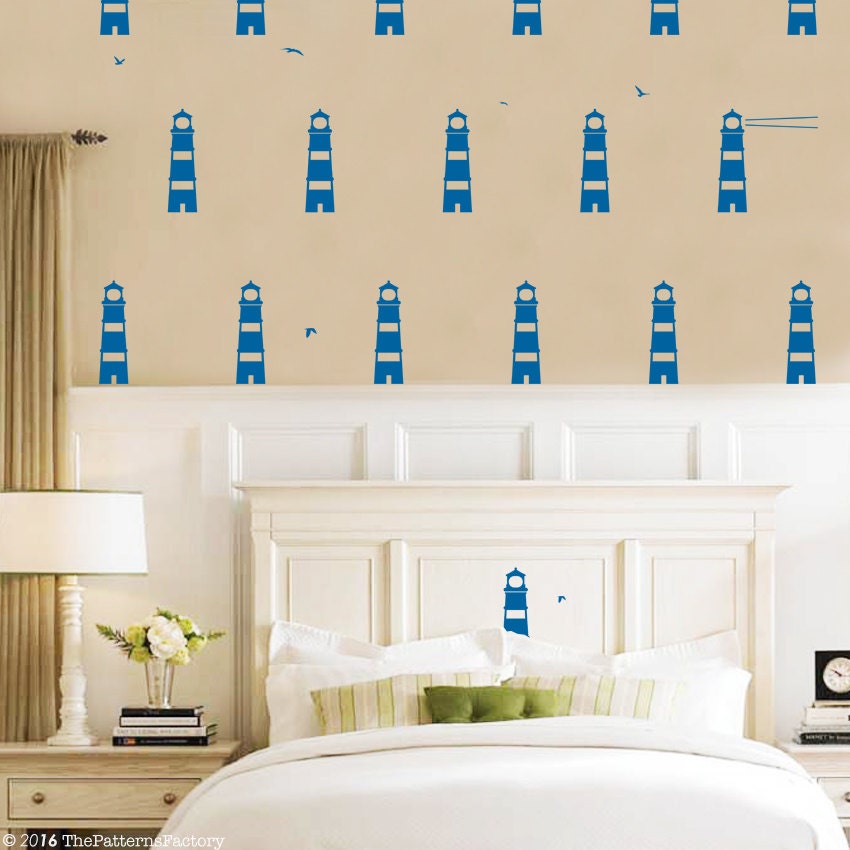 Autocollant Mural de Phare/Autocollant Pépinière Décor Garçon Maritime Marine Marine