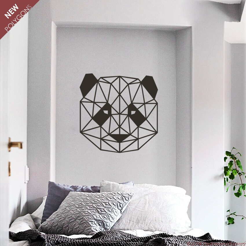 Autocollant Mural Panda/Autocollant Géométrique Panda Head Face Forme Polygonale Décor de Chambre Dé