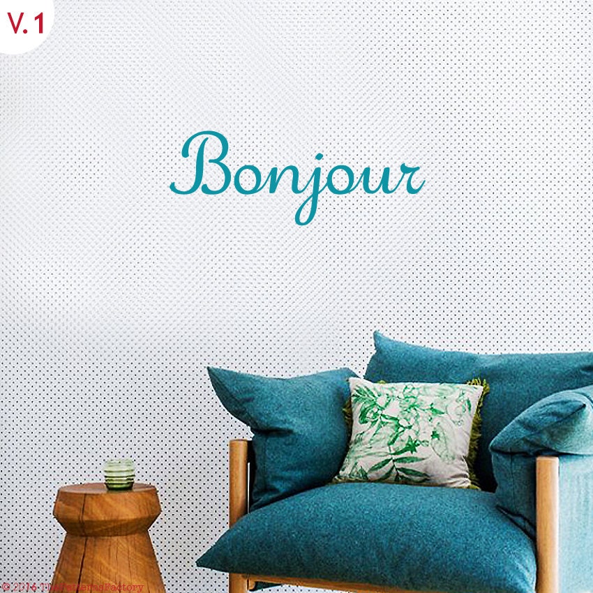 Autocollant Mural Bonjour - Autocollant Motif Porte d'entrée Décor de Décalque Français Word, Word s