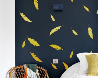 Feather Wall Decal Vinyl Stickers Bird Plumage Patterns Home Interior ...