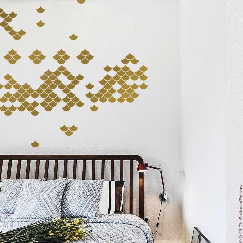Autocollant Mural Écailles Sirène - Décalque à Petites Échelles Autocollant Échelle Petite Géométriq