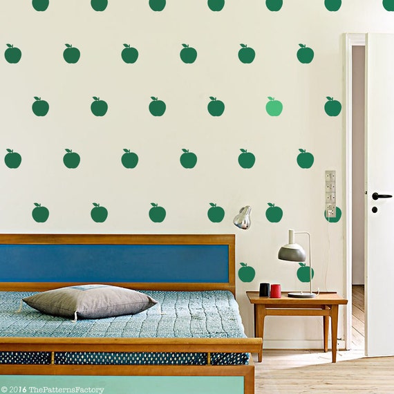 apple wall decal / 36 or 72 apple stickers / modern fruit wall | etsy