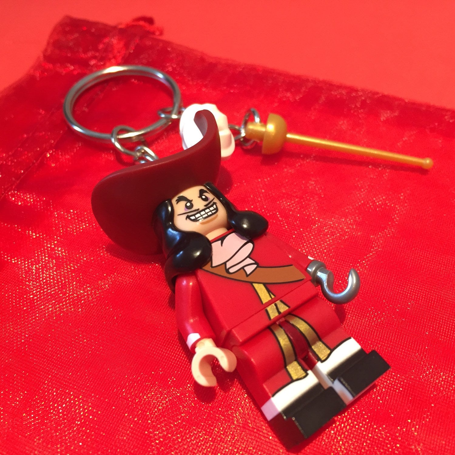 Lego Captain Hook Minifigure Keychain Disney Villain Keyring From Peter Pan.  