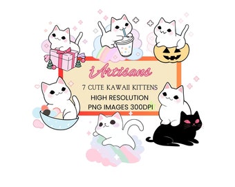 Digital Kitten Clipart | Cat Art | Planner Stickers | Planner Clipart | Cute Kitten Pictures | Digital Images | Digital Download | Cute Cat