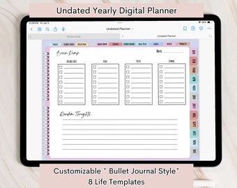 Premium Digital Planner Undated Digital Planner Goodnotes NoteShelf Notability iPad Planner Finance Planner Brain Dump Page Vision Board