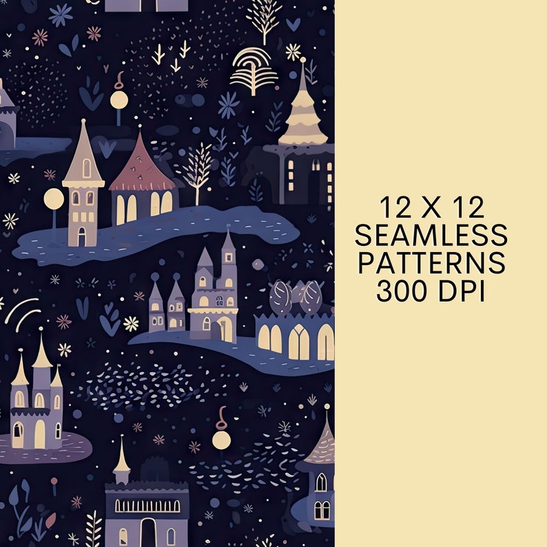 10 Mystical Night Patterns Moon and Star Seamless Patterns Magical Designs Digital Art Decor Wall Art Serene Art Home Decor image 3