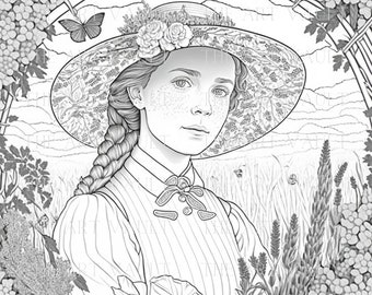 Digital Colouring Page | Anne Shirley Colouring Book | Digital Download | Prince Edward Island | Adult Coloring Book | Green Gables Paper