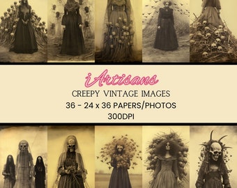36 Creepy Vintage Images | Haunted Photography | Spooky Inspiration | Haunting Ephemera | Vintage Journaling Papers | Halloween Art