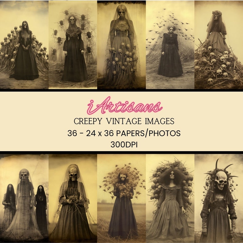 36 Creepy Vintage Images Haunted Photography Spooky Inspiration Haunting Ephemera Vintage Journaling Papers Halloween Art image 1