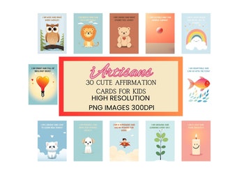 30 Affirmation Cards for Kids | Affirmation Prints | Daily Affirmations | Card Affirmations| Printable Cards | Digital Download