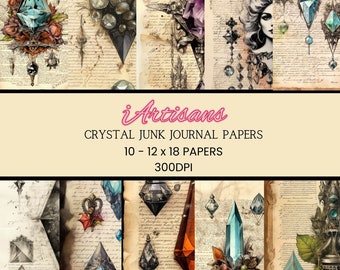 10 Crystal Papers | Junk Journal Printable | Journal Ephemera | Scrapbooking Papers | Vintage Prints | Vintage Poster | Crystal Art