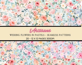 20 Delicate Flower Patterns | Seamless Patterns | Flower Print  | Floral Wall Art | Cute Flowers | Home Decor for Walls | Flower Art