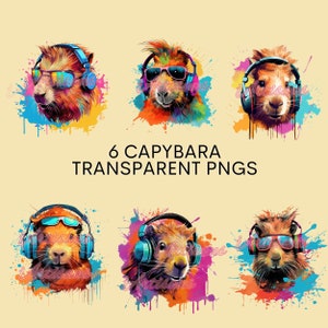 6 Capybara PNG Images Transparent Background PNG Images Cute Capyara Art Animal Print T-Shirt Logo Cappy Blappy Commercial Use image 4