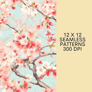 10 Sakura Tree Patterns Cherry Blossom Patterns Japanese Sakura Print Pink Patterns Wallpaper Home Decor Blooming Blossoms image 3