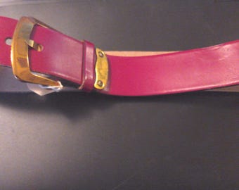 Vintage Garay Leather Belt: 1950s Red Cowhide, Gold Hardware, 26" Waist