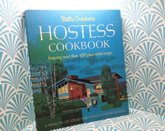 Mid Century Modern illustration 1960's Betty Crocker's Hostess Cookbook 400 recipe first edition