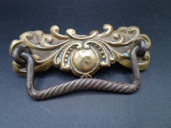 Antique Vintage Brass Drawer Pull 1900's 4"wide 1"high Victorian