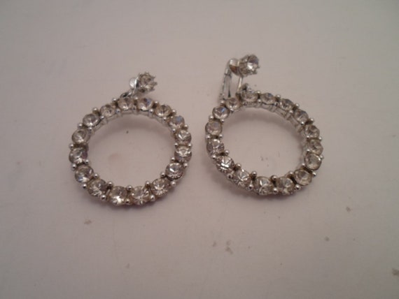 Vintage Hoop Rhinestone Earrings Stunning hard to Find Size and Shape Prom Wedding Celebration Cool