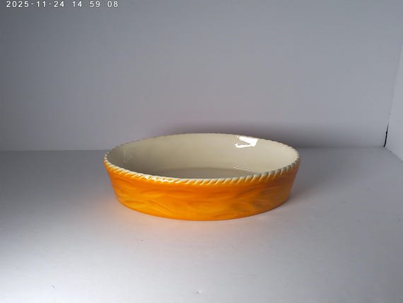 Vintage Stangl pottery Bread bowl oval shaped tan basket style ceramic vintage 60's
