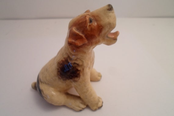 Antique Mortens Studio Barking Panting Wire Haired Fox Terrier Adorable Perfect Dog Pup excellent