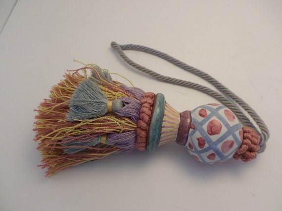 Vintage Mackenzie Childs tassle 5.5" Rose Cottage