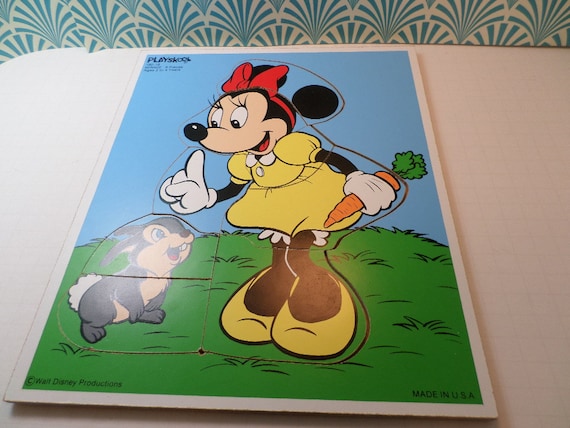 vintage 80's USA MADE Minnie Mouse Playskool heavy board puzzle
