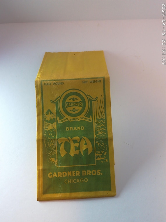 Vintage 1900's Advertising bag for loose tea Gardner Bros. Chicago half lb BAG