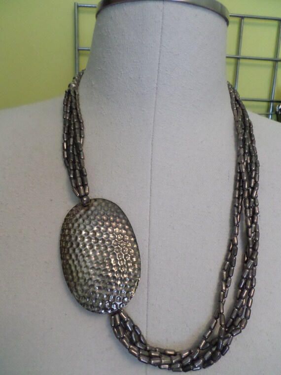 Vintage 80's offset silver overlay metal beads Big jewelry