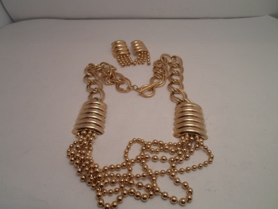 Vintage 1990's Multi Textured Gold Tone Necklace … - image 5