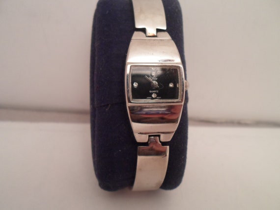 Vintage 1980's Collezio Wristwatch Cutting Edge Design Unisex ID Bracelet Style Excellent running Japan Tech